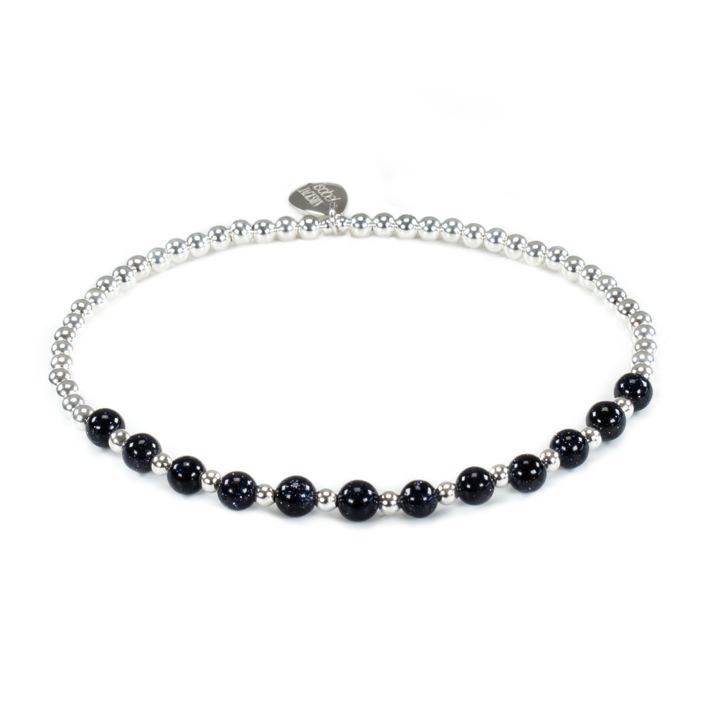 Eclipse Bracelet - Silver and Blue Goldstone