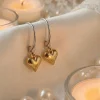 Gold Heart Charm Earring on sterling silver lever backs
