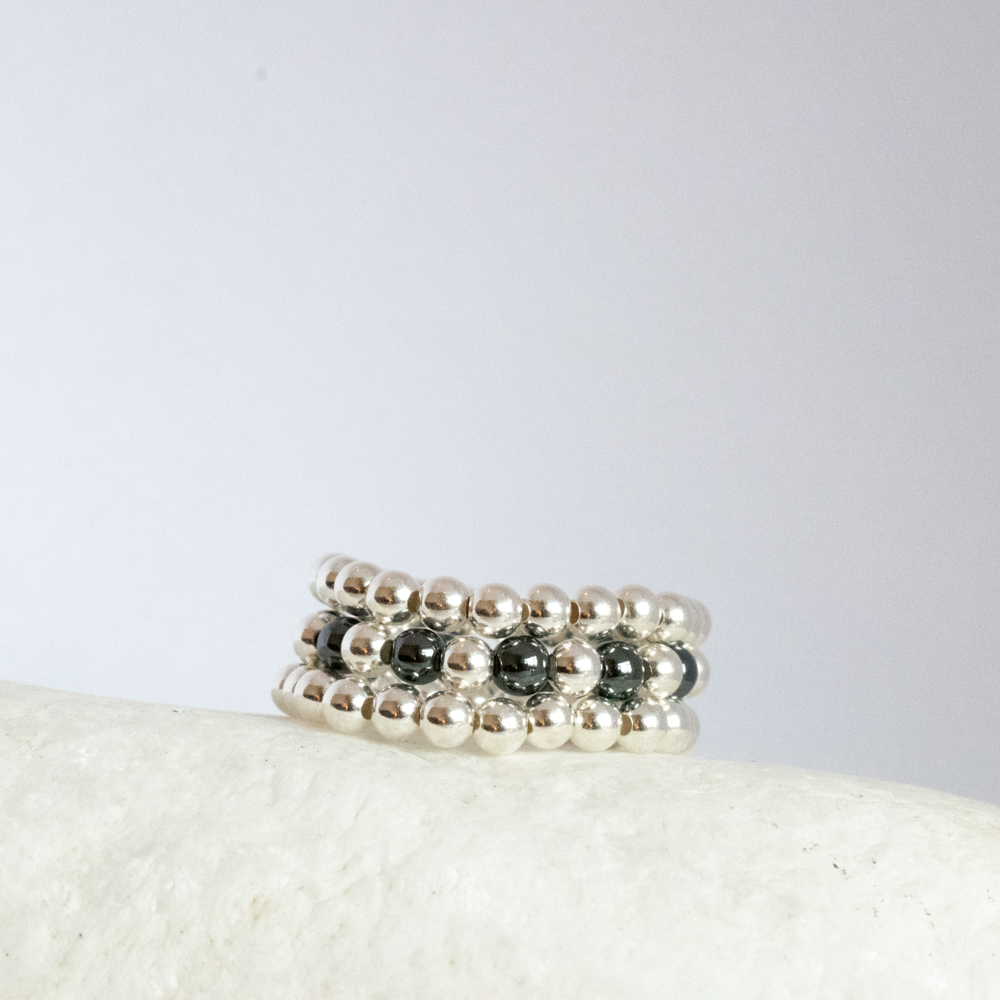 Hematite Ring Stack - Silver image