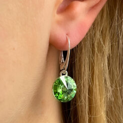 Peridot Crystal Silver Earrings
