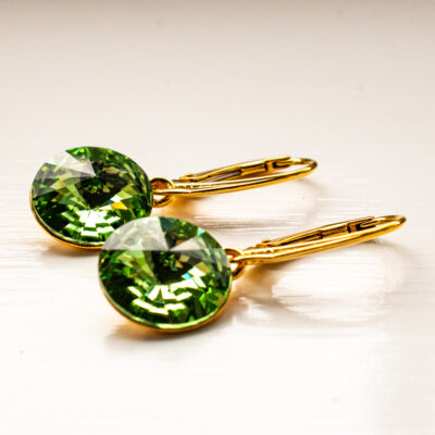 Peridot Gold leverback Earrings