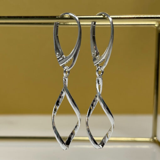 Spiral Lever Back Silver Earrings - Image 3